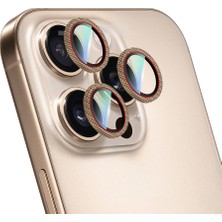 Case World iPhone 16 Pro Max Karbon Fiber Serisi Anti Reflective Kamera Lens Koruyucu Gold-Kırmızı