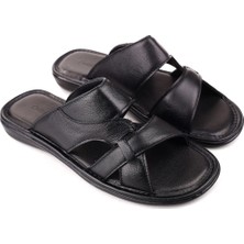 Castle Black 8521 Erkek Ortopedik Taban Hakiki Deri Terlik