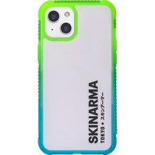 iPhone 13 Uyumlu Kılıf Şeffaf Airbag Tasarımlı Skinarma Hade Kapak Mavi - Yeşil