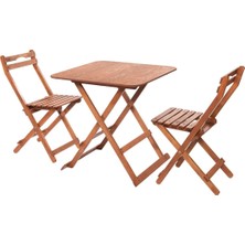 Teknotrust Ceviz Ahşap Katlanabilir Masa ve Sandalye Takımı, Şık ve Fonksiyonel Set
