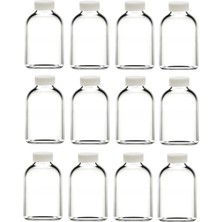 Ziylan 50 ml Şeffaf Cam Mini Ginger Shot Şişesi, 12 Adet, Detox Şişesi, Sızdırmaz Kapaklı Şişe, Süs Şişesi, Kolonya Şişesi, Koku Şişesi