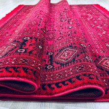 Kırmızı Sanatsal Etnik Afgan Dokuma Salon ve Oturma Odası Halısı