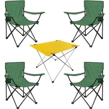 Teknotrust 4'lü Katlanabilir Kamp Sandalyesi ve Masa Seti Haki/sarı, Renkli ve Pratik Kullanım
