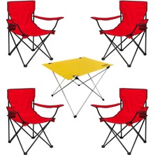 Teknotrust 4'lü Katlanır Kamp Sandalyesi ve Masa Seti, Renkli, Pratik ve Hafif Dış Mekan Seti