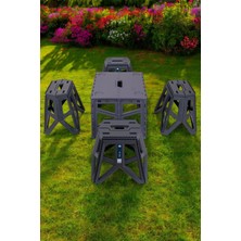 Teknotrust 4+1 Katlanır Piknik Seti Siyah, Rahat ve Şık Açık Havalarda Keyifli Anlar