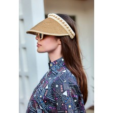 Inci Detaylı Vizör Hasır Şapka Güneş Koruyucu Siperlik RŞ-2088 CAMEL01