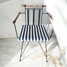 40X40 Lacivert Beyaz Çizgili Alt Sandalye Minderi 4 cm