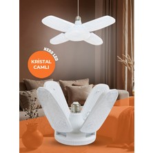 HL-7111 60W 4+1 Kristal Camlı Pervane LED Ampul Katlanabilir 4 Kanatlı Süper Güçlü E27 Lamba