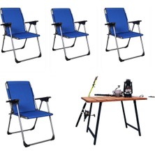 Teknotrust Şık 4'lü Katlanabilir Sandalye ve Masa Seti, Mavi, Modern ve Kullanışlı Tasarım