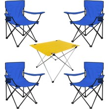 Teknotrust 4'lü Katlanır Kamp Sandalyesi ve Masa Seti, Mavi/sarı, Hafif ve Pratik Kullanım