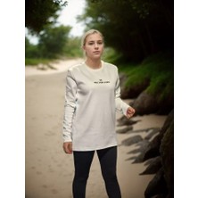 Tex Nova Unisex Bisiklet Yaka Uzun Kollu T-Shirt - Beyaz