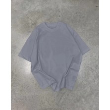 Tex Nova Unisex Basic Bisiklet Yaka Oversize T-Shirt - Füme