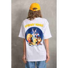 Tex Nova Unisex Baskılı Oversize T-Shirt - Beyaz