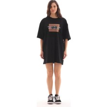 Tex Nova Unisex Bisiklet Yaka Baskılı Oversize T-Shirt - Siyah