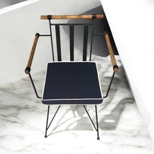 40X40 Krem Biyeli Lacivert Alt Sandalye Minderi 5 cm