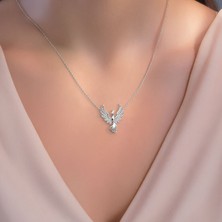 Anka Kuşu Beyaz Gümüş Kolye