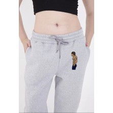 Tex Nova Lastikli Üç Iplik Baskılı Eşofman Pantolon - Gri