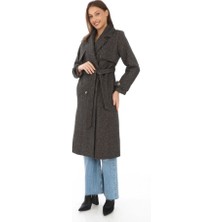 Tex Nova Balık Sırtı Kaşmir Uzun Kaşe Kaban - Kahverengi