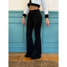 Tex Nova Kadın Yüksek Bel Ispanyol Paça Dalgıç Tayt