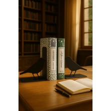 Kuş Figürlü Metal Kitap Tutucu 2’li Set – Doğa Temalı Dekoratif Masa Üstü Aksesuar