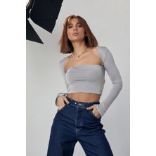 Tex Nova Kara Yaka Uzun Kollu Crop - Taş