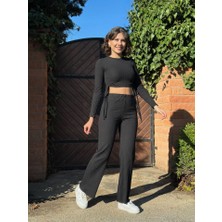 Tex Nova Kadın Yandan Bağlamalı Geniş Paçalı Fitil Kaşkorse Ikili Takım