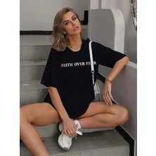 Tex Nova Bisiklet Yaka Baskılı T-Shirt - Siyah