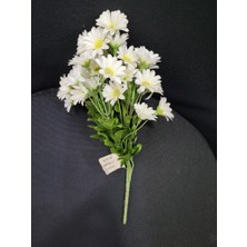 Daisy Bush White Beyaz Yapay Çiçek 30CM Yeşil Yapraklı 1 Adet