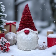 Vıp Yüksek Kalite Yılbaşı Noel Şans Cücesi Dekoru Parlak Metalik Yılbaşı Vitrin Dekorları 41X18 cm