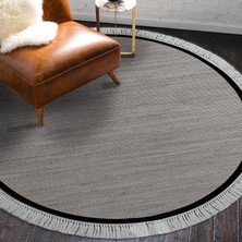 Alanur Home Kaymaz Taban Djt Banyo Mutfak Salon Halı Star Pamuk Saçaklı Yuvarlak Dokuma Desen E5001