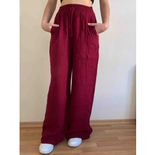 Beli Lastikli Müslin Palazzo Kadın Pantolon