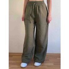 Beli Lastikli Müslin Palazzo Kadın Pantolon