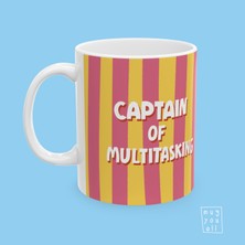 Captain Of Multitasking Yazılı Iş Arkadaşlığı ve Ofis Temalı Özel Tasarım Hediyelik Porselen Kahve Kupası