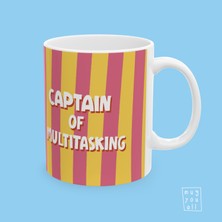 Captain Of Multitasking Yazılı Iş Arkadaşlığı ve Ofis Temalı Özel Tasarım Hediyelik Porselen Kahve Kupası