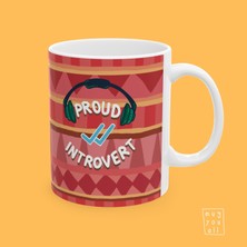 Introvert Mottolu Eğlence ve Mizah Temalı Porselen Hediyelik Kahve Kupası