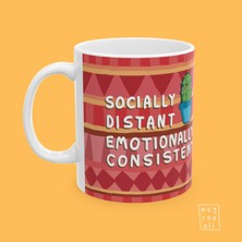 Introvert Mottolu Eğlence ve Mizah Temalı Porselen Hediyelik Kahve Kupası
