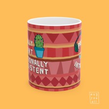 Introvert Mottolu Eğlence ve Mizah Temalı Porselen Hediyelik Kahve Kupası