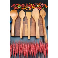 Swencraft Doğal Kayın Ahşap Mutfak Servis Kepçe Pilav Spatula Kaşık 5 'li Set El Işçiliği Annelere Özel 