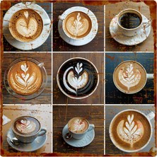 Kahve Desenli Retro Uv Baskılı Alüminyum Dekoratif Tabela – Metal Duvar Süsü