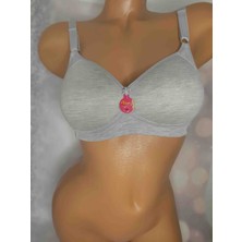 Gri Süngerli Desteksiz Diş %50 Cotton %50 Polyester Pamuk Iç %70 Cotton %30 Polyester Rahat Kullanışlı Kadın Tek Sütyen