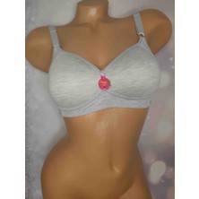 Gri Süngerli Desteksiz Diş %50 Cotton %50 Polyester Pamuk Iç %70 Cotton %30 Polyester Rahat Kullanışlı Kadın Tek Sütyen
