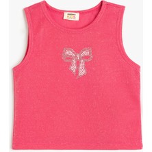 Koton Taş Detaylı Fiyonk Baskılı Bisiklet Yaka Askılı Crop Atlet