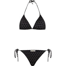 Desenli Arkası Büzgülü Üçgen Bikini