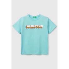United Colors Of Benetton Erkek Çocuk T Shirt Turkuaz Normal Kesim Pamuk Kol Tipi Normal