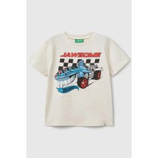 United Colors Of Benetton Erkek Çocuk Hot Wheels T Shirt Ekru 3I1XG10I3