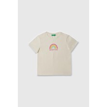 United Colors Of Benetton Kız Çocuk T Shirt Beyaz BNT-G21814