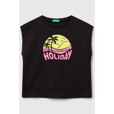 United Colors Of Benetton Kız Çocuk G Tshirt Siyah 3JERC10PB