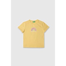 United Colors Of Benetton Kız Çocuk T Shirt Sarı BNT-G21814
