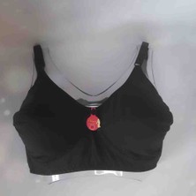 Siyah Büyük Beden Penye Desteksiz Balensiz Rahat Kullanışlı Kadın Sütyen%50 Polyester %50 Cotton Pamuk Iç Kısmı %70 Cotton %30 Polyester
