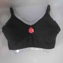 Siyah Büyük Beden Penye Desteksiz Balensiz Rahat Kullanışlı Kadın Sütyen%50 Polyester %50 Cotton Pamuk Iç Kısmı %70 Cotton %30 Polyester